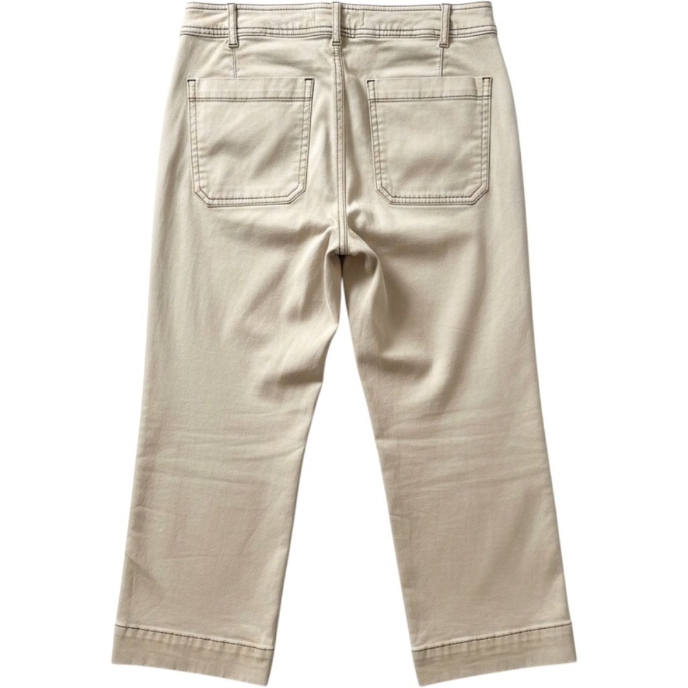 Bagatelle Collection‎ Khaki Wide Leg Cropped Pants Contrast Stitch Beige Size 8